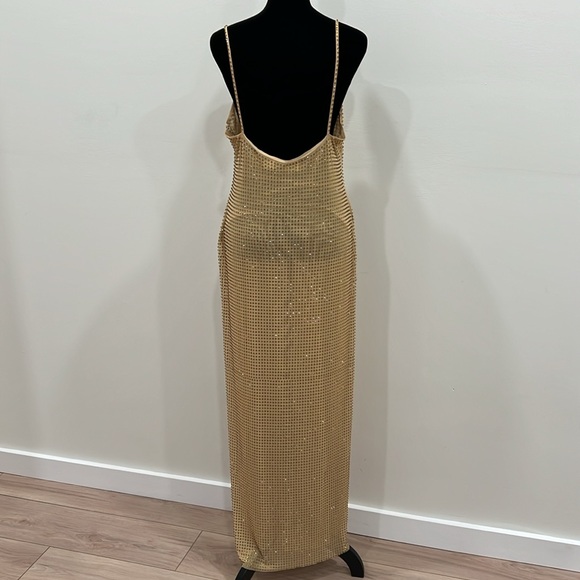 self-portrait YELLOW RHINESTONE MESH MIDI DRESS - Picture 8 of 14